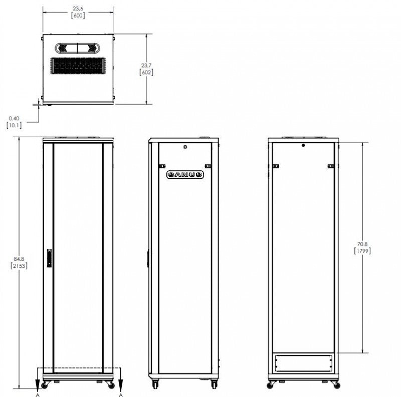 Sanus CFR2144 Cabinet Frame Rack, 44 RU AV Rack Unit - Black